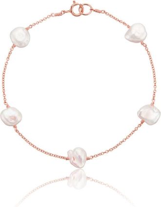 Lily & Roo Rose Gold Five Baroque Pearl Bracelet