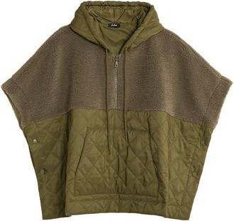 Echo Combo Quilted Hooded Poncho in Olive at Nordstrom