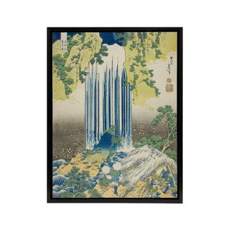 Artery8 Yoro Waterfall In Mino Province Framed Canvas Wall Art Print Hokusai in Green | Size: W24 x H32