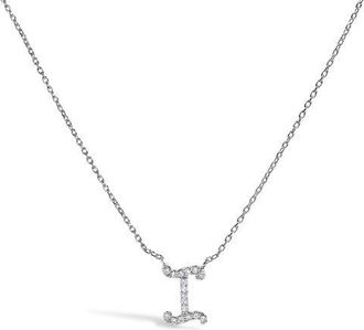 House of Brilliance 10K Gold Diamond Accent A-Z Initial Script Style Pendant Necklace in White | I at Nordstrom