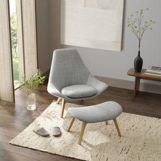 Castlery Gray Performance High Armchair & Ottoman Set | Gable by Castlery