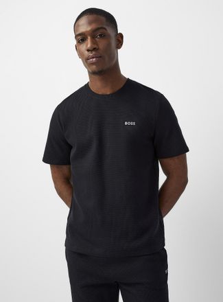 BOSS Mens Embroidered logo waffle T-shirt