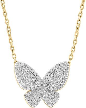 Effy Pav&eacute; Diamond Butterfly Pendant Necklace in Gold at Nordstrom Rack, Size 18