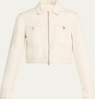 Veronica Beard Patty Cropped Denim Moto Jacket