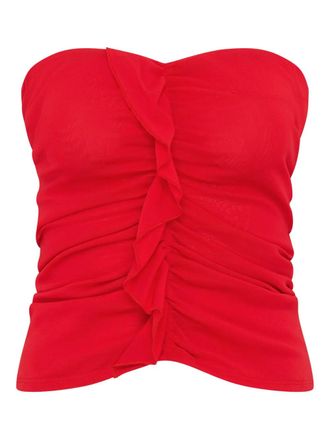 Paris Georgia ruffled strapless top - Red