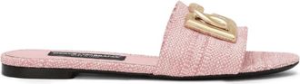 Dolce & Gabbana Bianca Raffia Slippers - Dames - Sandalen - Roze - 40 EU - Leer - Schoenen