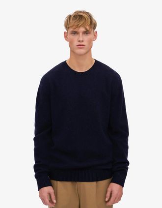 Colorful Standard Mens Colorful Standard Classic Merino Wool Crew Neck Jumper - Marine Blue - Navy - Size: 38