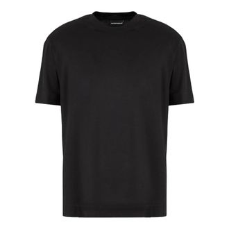 Emporio Armani Zwarte korte mouwen jersey T-shirt met logo detail - Heren - T-shirts - Zwart - S - Tops