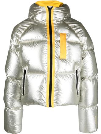 Givenchy laminated hooded puffer jacket - men - Polyester/Polyester/Polyamide/Duck Down/Duck Feathers - 48 - Silver