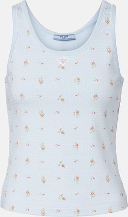 Prada Floral cotton-blend tank top