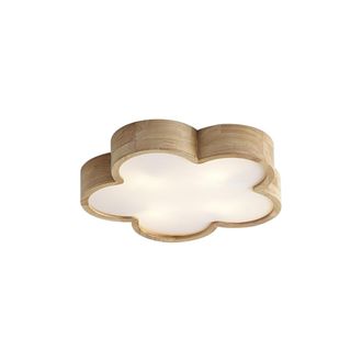 QAZQA Qazqa L&aacute;mpara De Techo Infantil De Madera Con Blanco - Lucille