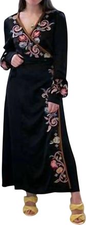 Johnny Was Esme Puff Sleeves Wrap Dress In Black