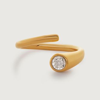 Monica Vinader Gold Diamond Essential Wrap Ring Diamond