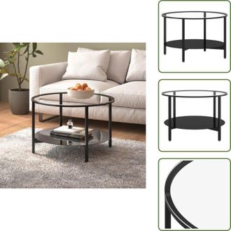 vidaXL The Living Store Tavolino da Salotto Nero e Trasparente 70 cm in Vetro Temperato - Tavolino da t&egrave;