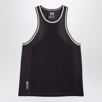 adidas Canotta nera in maglia di misto cotone