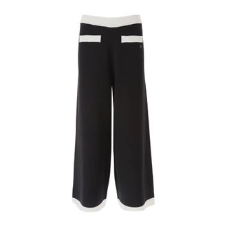 Karl Lagerfeld Wide Trousers, female, Black, Size: XS Classic Knit Pants