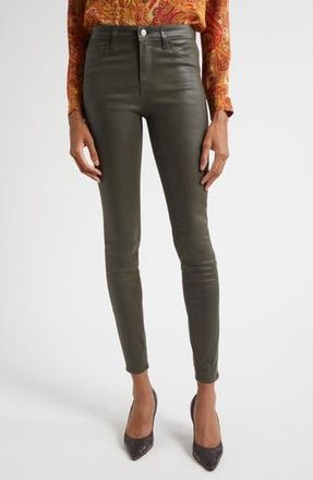 L'agence Marguerite Skinny Jeans in Deep Olive Coated at Nordstrom Rack, Size 24