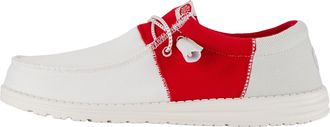 HeyDude Hey Dude Mens Wally-Tri Varsity Sport Mesh | Mens Shoes | Men Slip-on Loafers | Comfortable & Light-Weight, White/Red, 7 UK