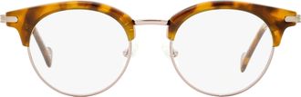 Moncler ML5020 Oval Metal-Acetate Eyeglasses - Bronze