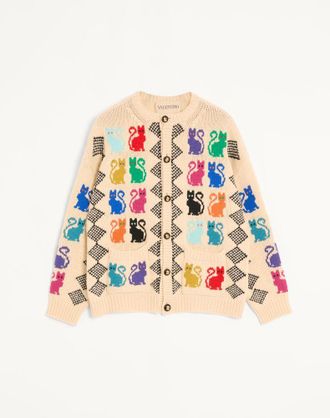 Valentino Valentino Wool Cardigan With Le Chat De La Maison Jacquard Pattern Man MULTICOLOUR M