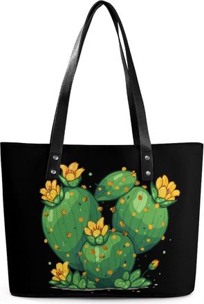 Generic Cactus with Yellow Desert Flower Tote Bags for Women Cute Shoulder Purses Handbags