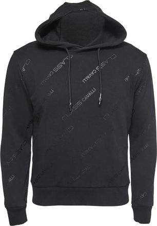 Cavalli Felpa in cotone con ricamo e cappuccio - Nero