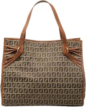 Fendi Pre-owned Tote Bags, female, Brown, Size: ONE SIZE Pre-owned Canvas Tote