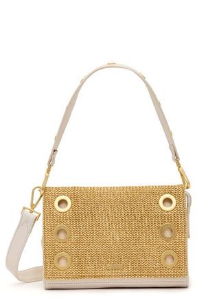 Hammitt Small Montana Clutch in Calla Lily White Raffia/Gold at Nordstrom