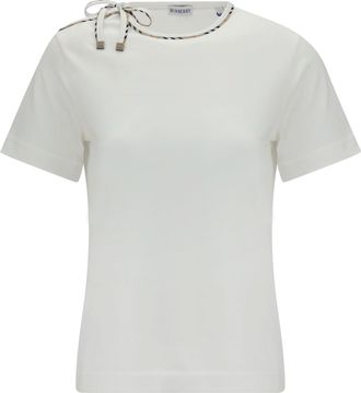 Burberry Womens Cotton Lace-Detail T-Shirt Chalk T-Shirts & Jerseys