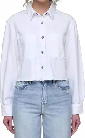 Hidden Jeans Cropped Denim Shirt In White