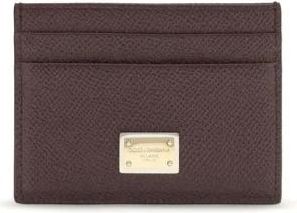 Dolce & Gabbana Portacarte in Pelle di Vitello con Targa Logo - - Accessories - Donna - Marrone - ONE SIZE