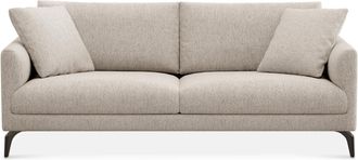 Castlery Lena Sofa Customized, Performance Classic Twill Light Grey with Matte Black Legs, Spill Resistant, Removable Covers for Sofas