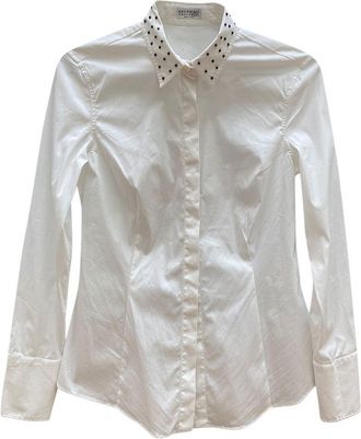 Brunello Cucinelli Studded Collar White Cotton Shirt Size S