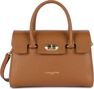 Lancaster Flap Handtas met Metalen Sluiting - Dames - Handtassen - Bruin - ONE Size - Leer - Tassen
