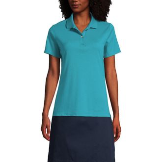 Lands End School Uniform Short Sleeve Feminine Fit Interlock Polo Shirt in Teal Breeze at Nordstrom, Size Xx-Small