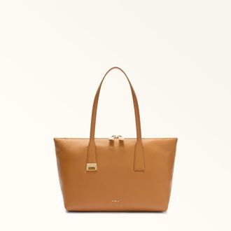 Furla Olivia Borsa Shopping M Tabacco Marrone Pelle Di Vitello Granata Donna