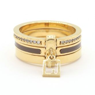 Fendi Gold Dark Brown Metal Band Ring (Pre-Owned)