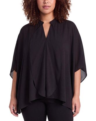 Anne Klein Plus Flutter Y-Neck Blouse