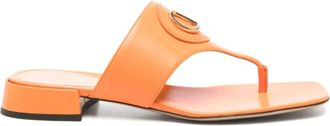 Valentino Oranje Leren Sandalen- Slip-On Stijl - Dames - Slippers - Oranje - 37 EU - Leer - Schoenen