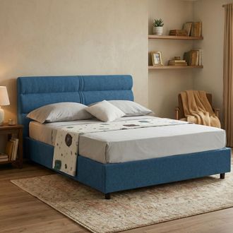 Dmora Cama Brivio De Plaza Y Media, Desenfundable, Con Caj&oacute;n. Fabricada En Italia. Tama&ntilde;o Colch&oacute;n 120x190 Cm, Azul