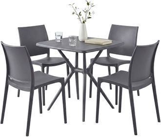 Clp Conjunto De Muebles De Jard&iacute;n Amino Con 4 Sillas Gris Oscuro