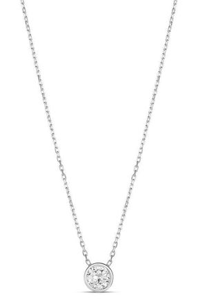 SHYMI Mini Heart Bezel Pendant Necklace in Silver/White/round Cut at Nordstrom, Size 16