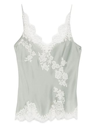 Carine Gilson V-neck lace-detail slip - Blue