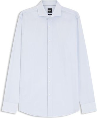 BOSS Printed slim-fit shirt in wrinkle-free cotton twill