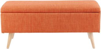 Maisons du monde Banco con arc&oacute;n vintage tapizado naranja y patas de madera de hevea