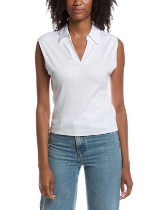 Michael Stars Ester Power Shoulder Polo Shirt