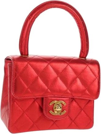 Chanel Pre-owned Mini Handtas - Dames - Vintage Mini Tas - Rood - ONE Size - Leer - Vintage