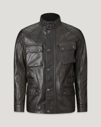 Belstaff Turner Motorcycle Jacket Mens Hand Waxed Leather Antique Black Size 2XL