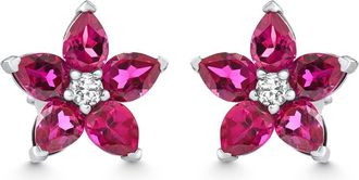 Pompeii3 2.19Ct Ruby & Diamond Alexa Earrings 14k White Gold Lab Grown
