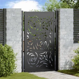 vidaXL Vidaxl - Cancello Giardino Nero 105x155 Cm In Acciaio Design A Fiamma